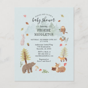 Budget Baby Shower Woodland Animals Invitation