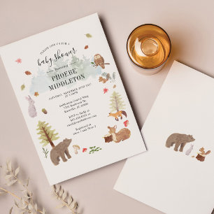 Budget Baby Shower Woodland Animals Invitation