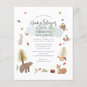 Budget Baby Shower Woodland Animals Invitation