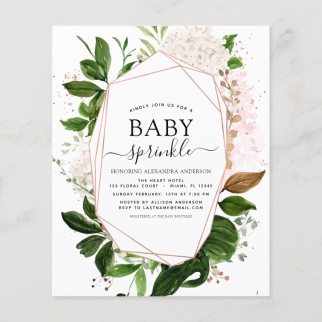 Budget Baby Sprinkle Shower Greenery Geometric (Front)