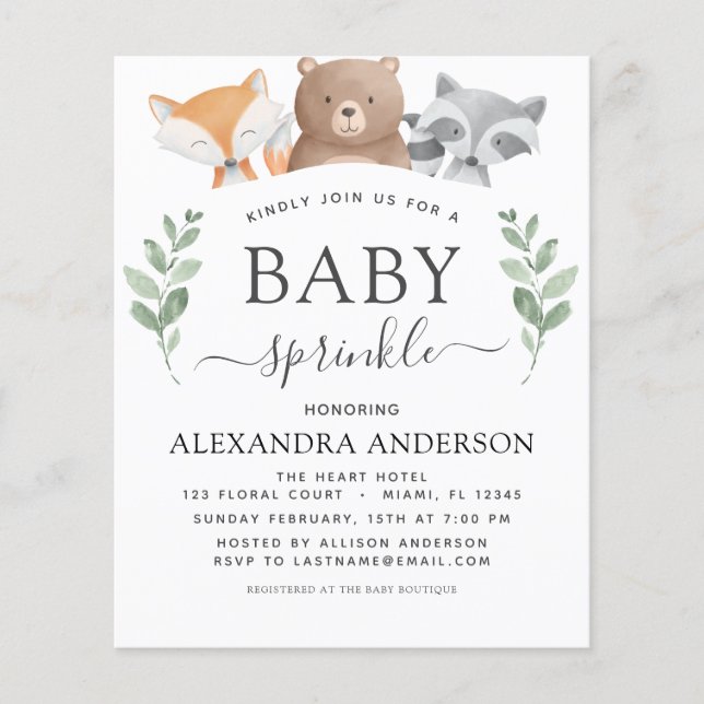 Budget Baby Sprinkle Shower Woodland Eucalyptus (Front)
