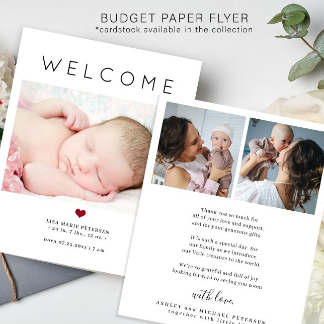 Budget baby welcome photo birth announcement flyer (Creator Uploaded)