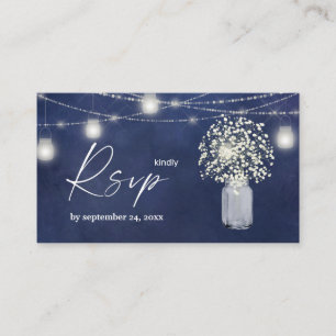 Budget Baby's Breath, Blu Chalkboard 2SM Meal RSVP Enclosure Card