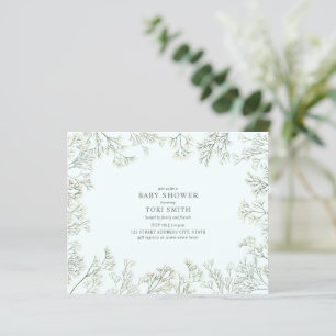Budget Baby's Breath Blue Baby Shower Invitation