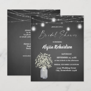 Budget Babys Breath & Chalk G Lights Bridal Shower