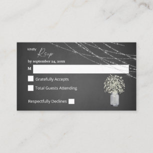 Budget Baby's Breath, Grey Chalk 2SM No Meal RSVP Enclosure Card