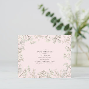 Budget Baby's Breath Pink Baby Shower Invitation