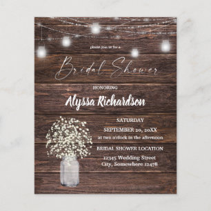 Budget Baby's Breath & String Light  Bridal Shower Flyer