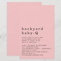Budget Backyard Baby Q BBQ Shower Pink Invite
