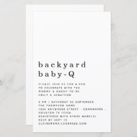 Budget Backyard Baby Q BBQ Shower Simple Invite