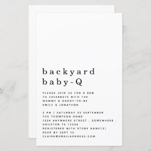 Budget Backyard Baby Q BBQ Shower Simple Invite