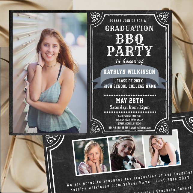 BUDGET Backyard Graduation BBQ Party 4 Photo Flyer (Creator Uploaded)