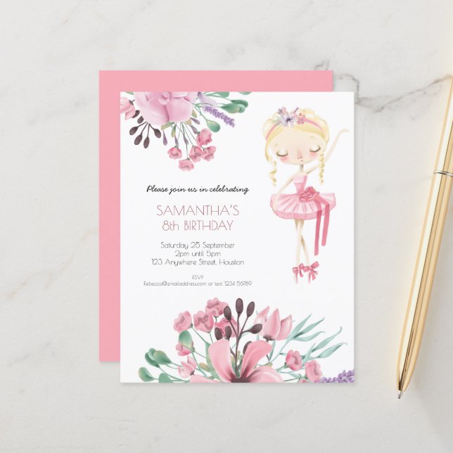 Budget Ballerina Florals Girl 8th Birthday Party (Front/Back In Situ)