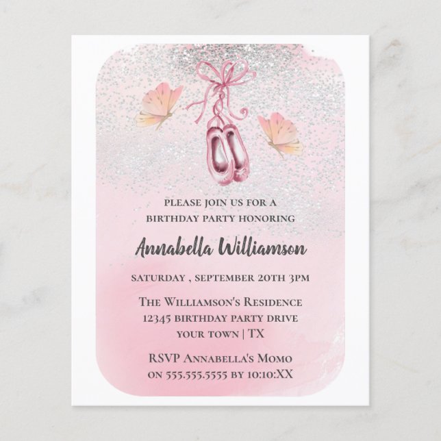 Budget Ballet Shoes & Butterfly Birthday Party  (Front)