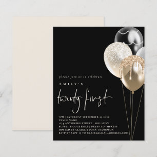 Budget Balloons Gold Ivory 21st Black Invite