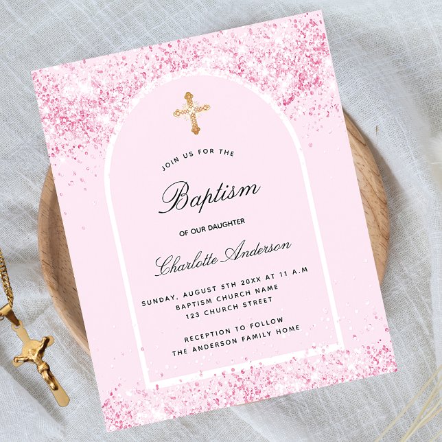 Budget baptism blush pink glitter dust arch girl (Creator Uploaded)