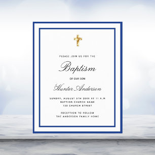 Budget Baptism boy royal blue white minimalist