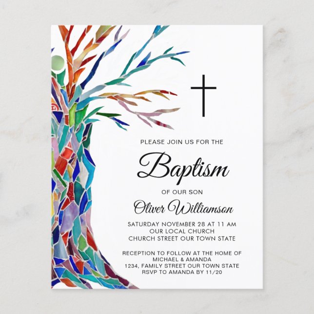 Budget Baptism Boy’s Christening Invitation (Front)