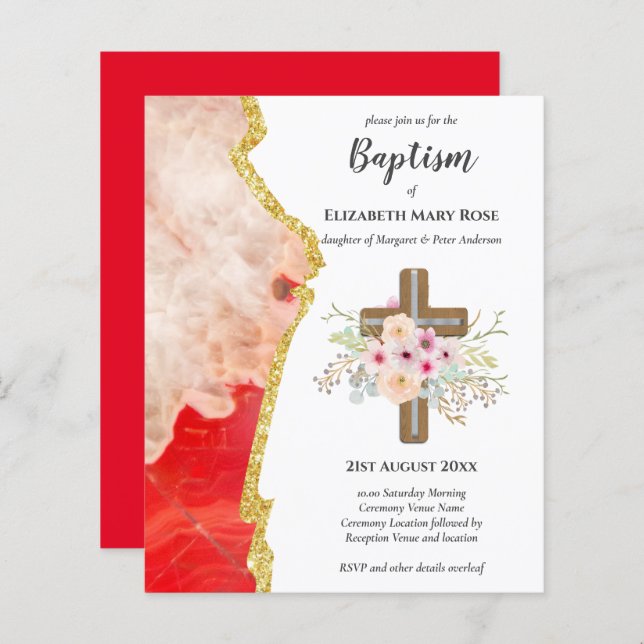 BUDGET Baptism Christening Bautizo Bautismo INVITE (Front/Back)