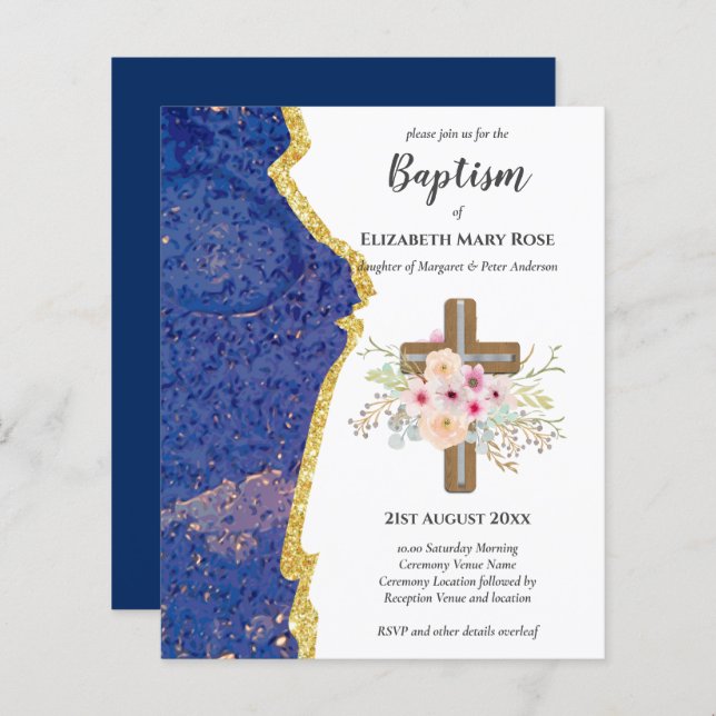 BUDGET Baptism Christening Bautizo Bautismo INVITE (Front/Back)