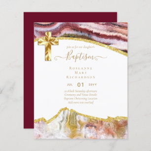 BUDGET BAPTISM CHRISTENING Invitation AGATE GOLD