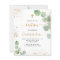 Budget baptism eucalyptus gold glitter invitation