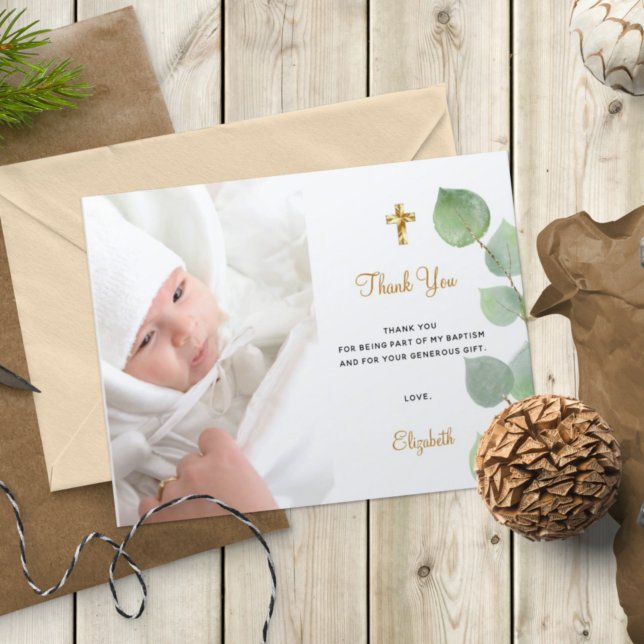 Budget baptism eucalyptus photo thank you (Creator Uploaded)