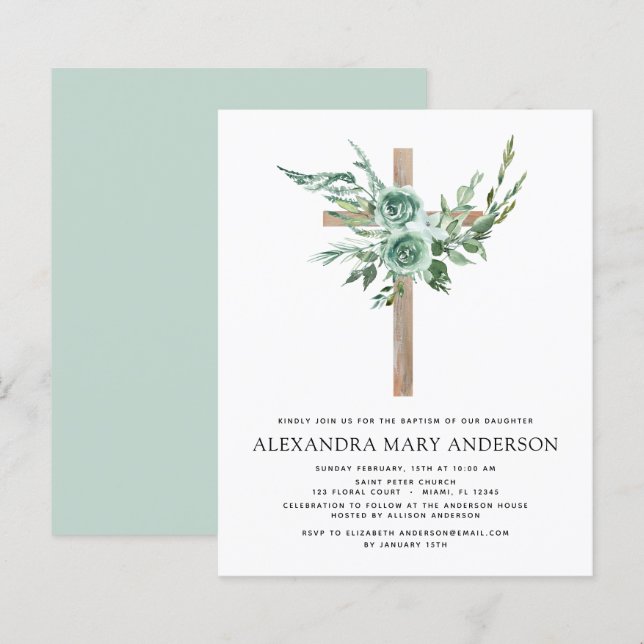 Budget Baptism Floral Eucalyptus Greenery (Front/Back)