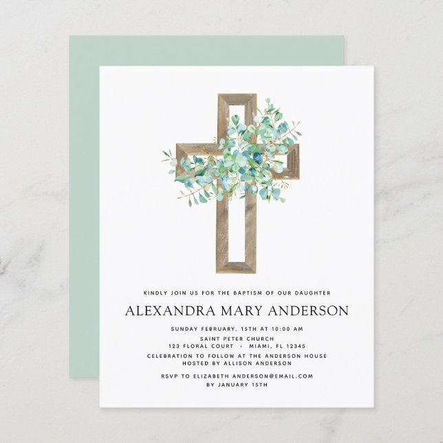 Budget Baptism Greenery Sage Eucalyptus (Front/Back)