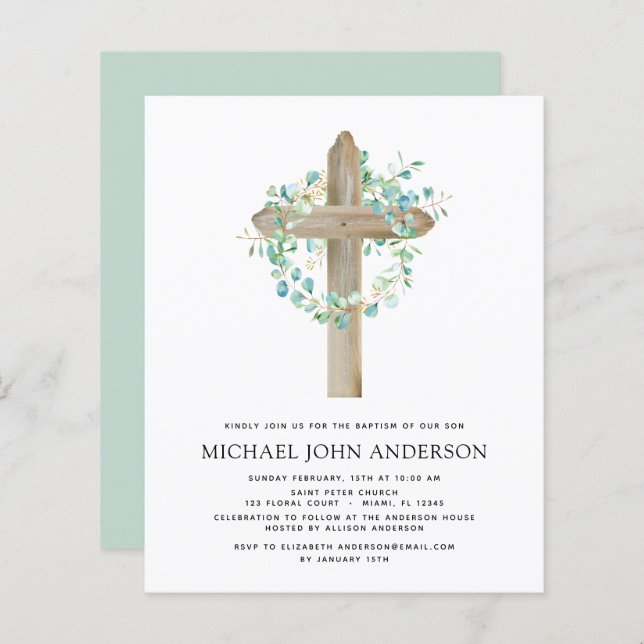 Budget Baptism Greenery Sage Eucalyptus (Front/Back)
