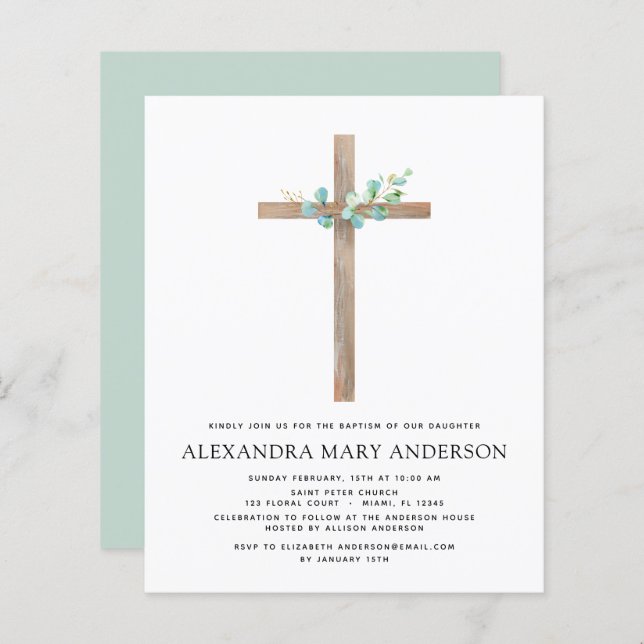 Budget Baptism Greenery Sage Eucalyptus (Front/Back)