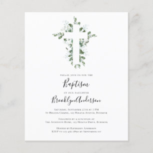 BUDGET Baptism Invitation   Eucalyptus Cross