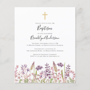 BUDGET Baptism Invitation   Wildflower Cross