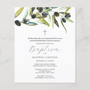 Budget Baptism Invitations Religious Olive Branch Flyer