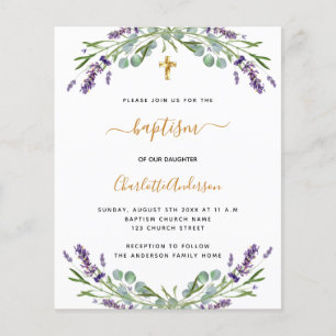 Budget baptism lavender eucalyptus invitation