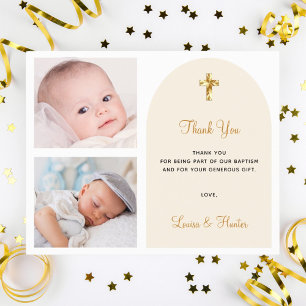 Budget baptism photo twins elegant thank you