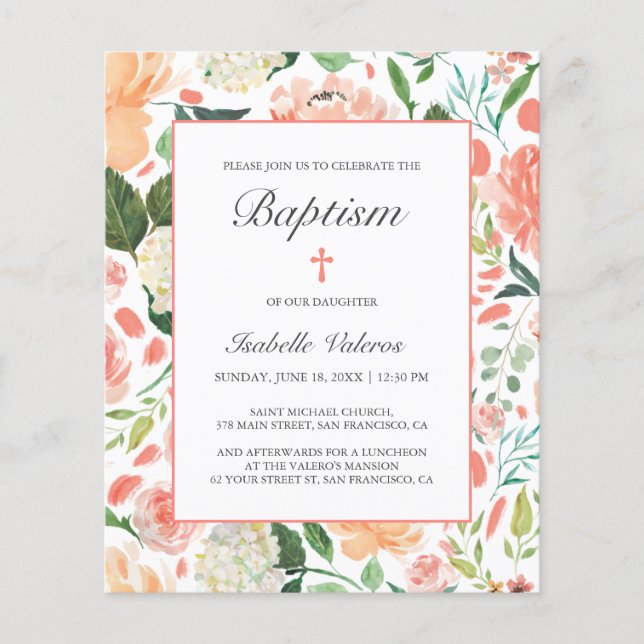 BUDGET Baptism Pink Colourful flowers  (Front)