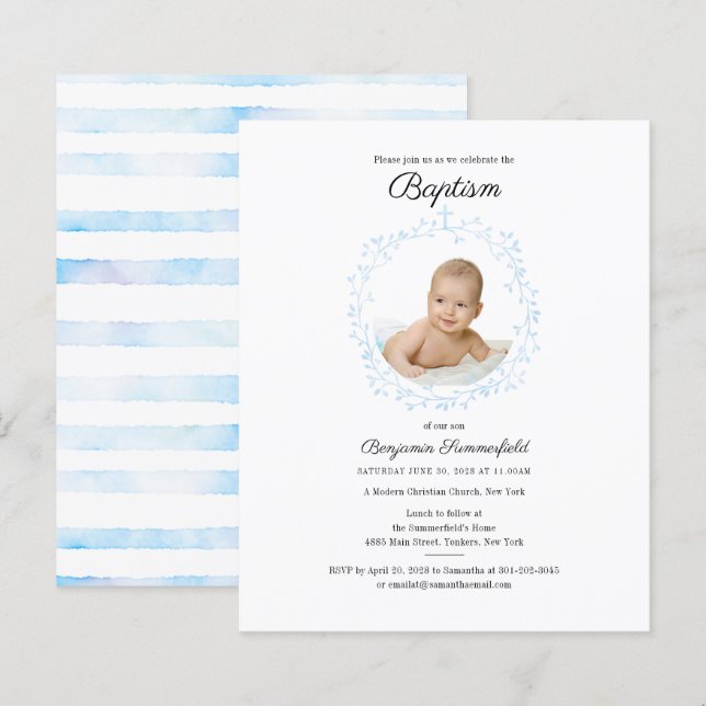 Budget Baptism Religious Event Baby Photo Invite (Front/Back)