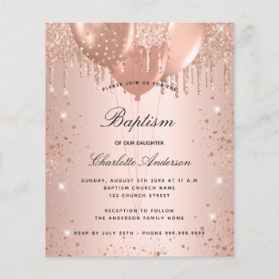 Budget baptism rose gold blush glitter balloons