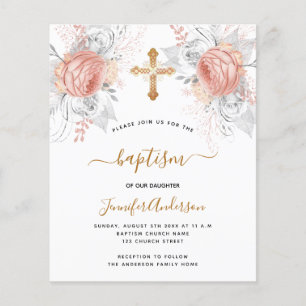 Budget Baptism rose gold florals girl white