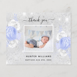 Budget Baptism silver blue photo boy thank you