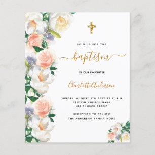Budget baptism watercolored florals pink white