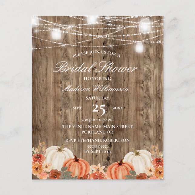 Budget Barn Wood  & Pumpkin Fall Bridal Shower (Front)