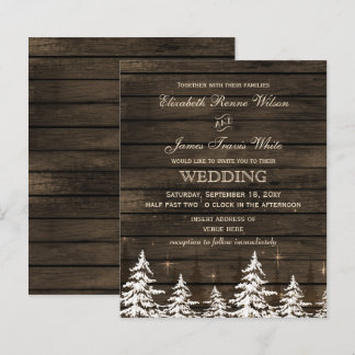 Budget Barn Wood Rustic Pine Wedding Invitation