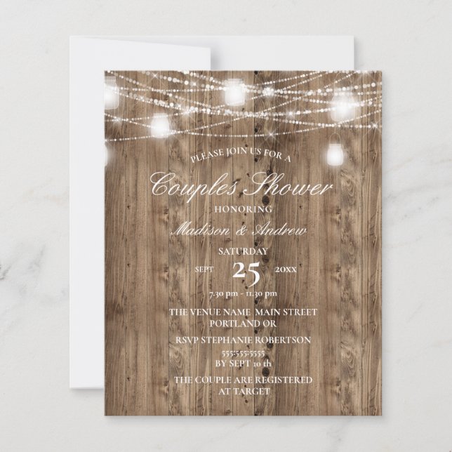 Budget Barn Wood String of Lights Couples Shower (Front)