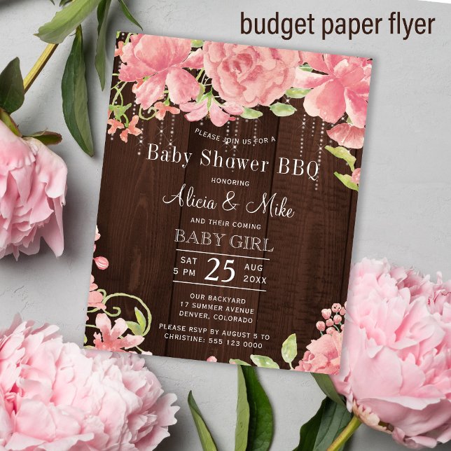 Budget BBQ baby shower rustic baby girl invitation (Creator Uploaded)