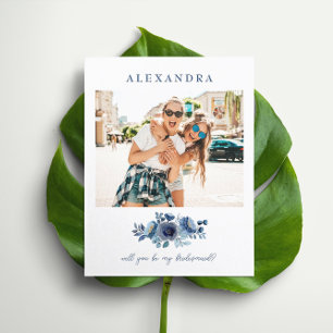 Budget Be My Bridesmaid Photo Proposal Blue