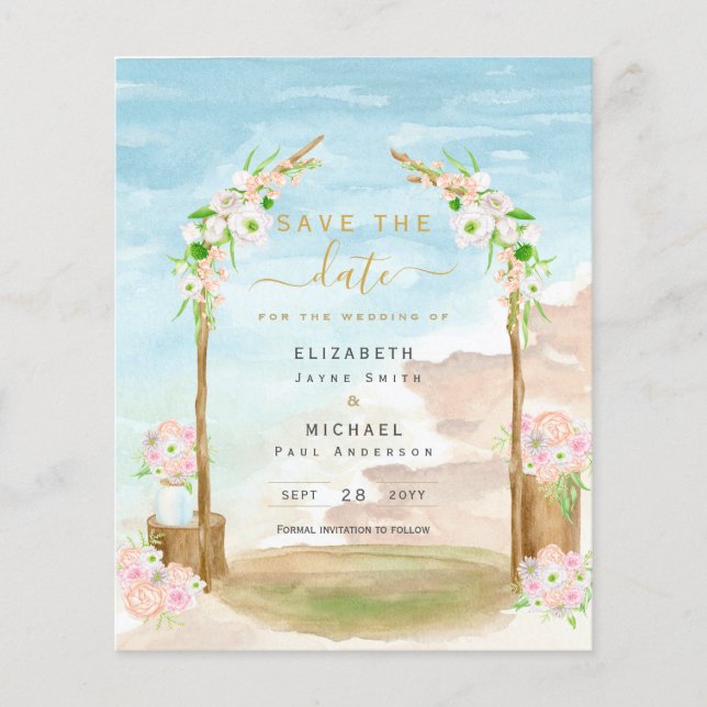 BUDGET Beach Coastal Destination Save Date Invite  Flyer (Front)