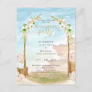 BUDGET Beach Coastal Elopement Party Invite Postcard