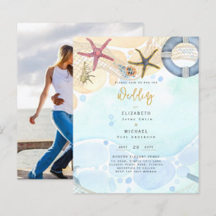 Budget Beach Coastal Photo Wedding Invitation